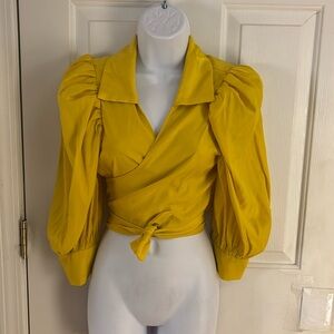 Mustard yellow wrap blouse by Cien